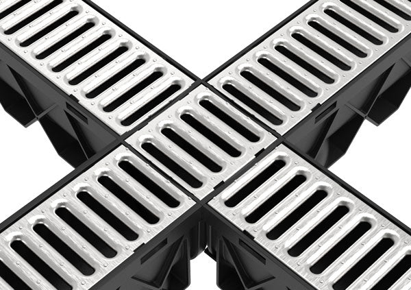 Load image into Gallery viewer, Storm Drain 4 Way Adapter Complete with Galvanized Grate
