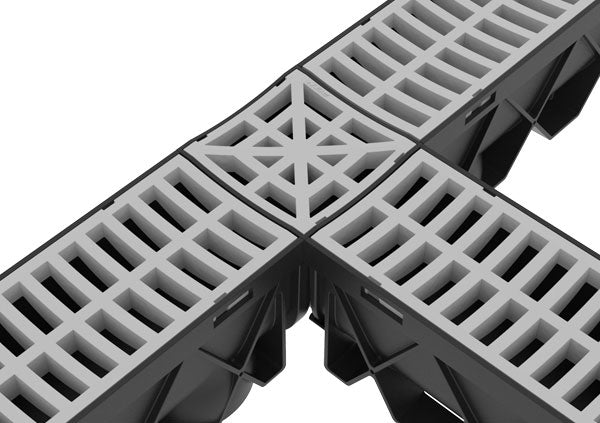 Load image into Gallery viewer, Storm Drain 4 Way Adapter Complete with Portland Grey Grate