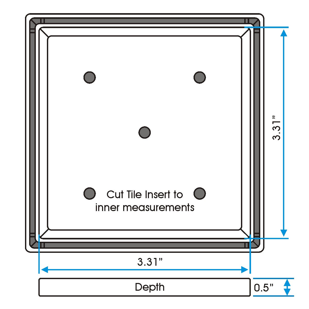 Load image into Gallery viewer, 4x4 Shower Drain with Tile Insert Stainless Steel Grate