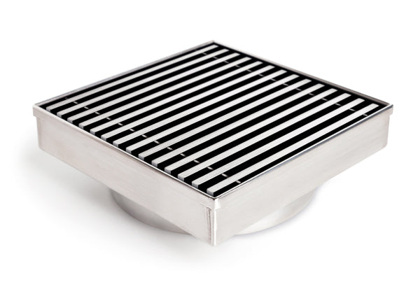 Load image into Gallery viewer, 8x8 Shower Drain with Linear Stainless Steel Grate