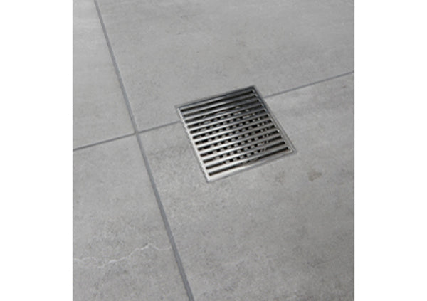 Load image into Gallery viewer, 6x6 Shower Drain with Linear Stainless Steel Grate