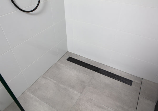 Load image into Gallery viewer, 32" Shower Drain with Square Matte Black Grate