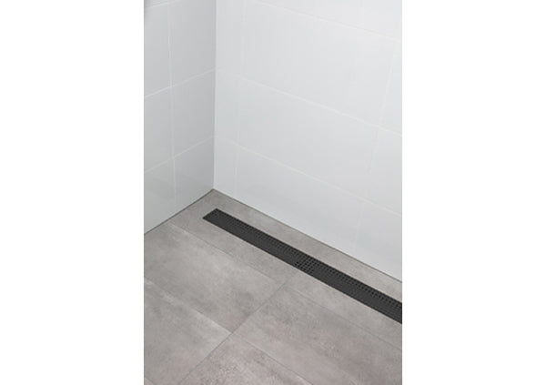 Load image into Gallery viewer, 32" Shower Drain with Square Matte Black Grate