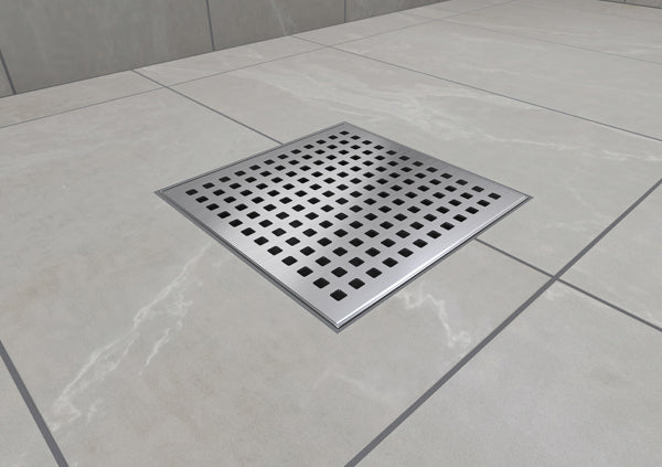 6x6 Shower Drain with Square Stainless Steel Grate – Reln International