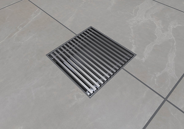 Load image into Gallery viewer, 6x6 Shower Drain with Linear Stainless Steel Grate