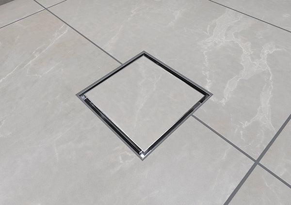 Load image into Gallery viewer, 6x6 Shower Drain with Tile Insert Stainless Steel Grate