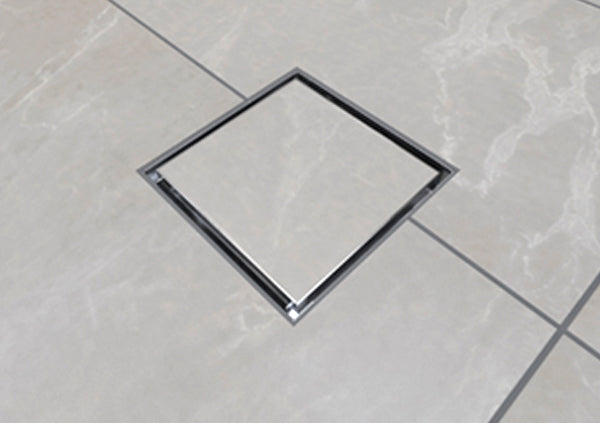 Load image into Gallery viewer, 8x8 Shower Drain with Tile Insert Stainless Steel Grate