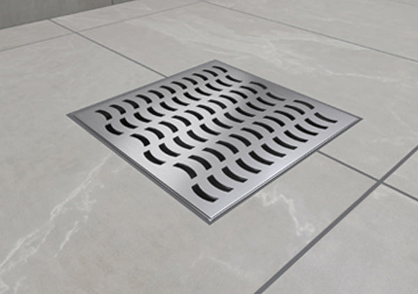 Load image into Gallery viewer, 6x6 Shower Drain with Wave Stainless Steel Grate