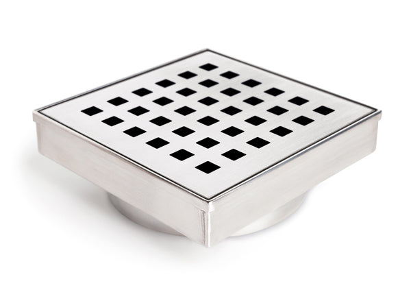 Load image into Gallery viewer, 4x4 Shower Drain with Square Stainless Steel Grate