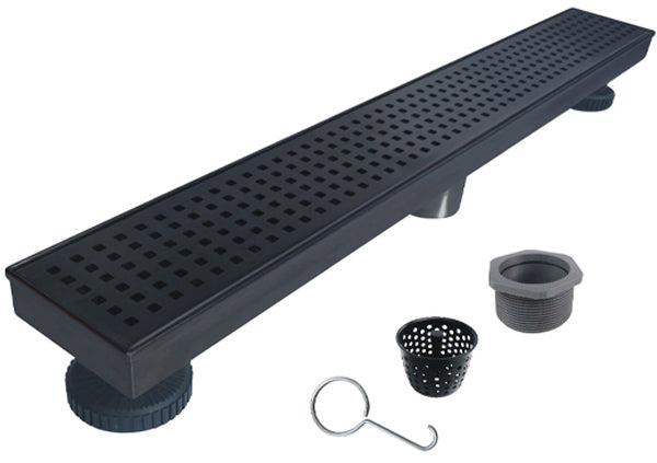 Load image into Gallery viewer, 32" Shower Drain with Square Matte Black Grate
