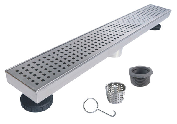 Load image into Gallery viewer, 32" Shower Drain with Square Stainless Steel Grate