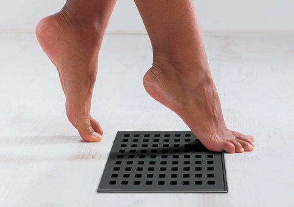 Load image into Gallery viewer, 6x6 Shower Drain with Square Matte Black Grate