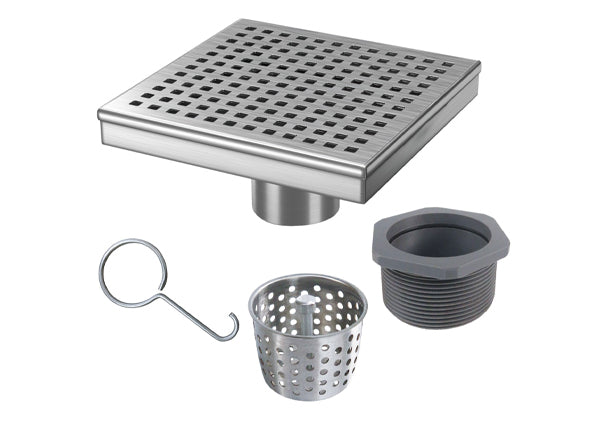 Load image into Gallery viewer, 6x6 Shower Drain with Square Stainless Steel Grate