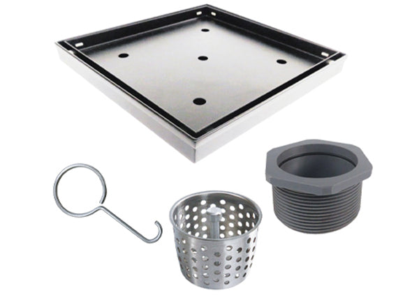 Load image into Gallery viewer, 8x8 Shower Drain with Tile Insert Stainless Steel Grate