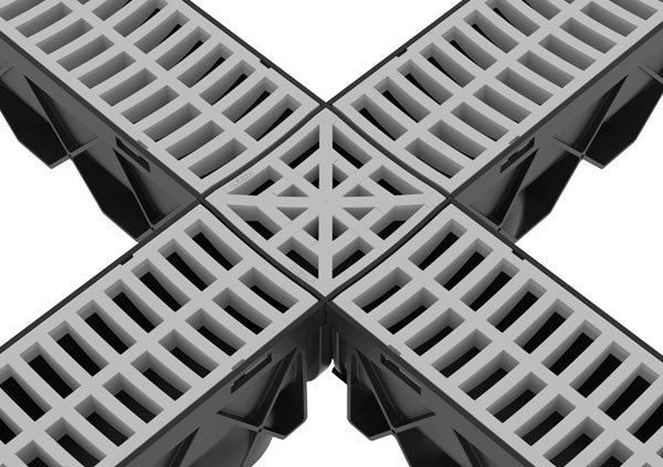 Load image into Gallery viewer, Storm Drain 4 Way Adapter Complete with Portland Grey Grate