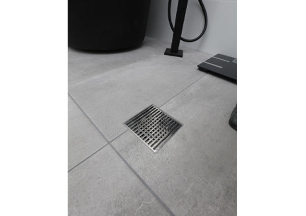 Load image into Gallery viewer, 6x6 Shower Drain with Linear Stainless Steel Grate