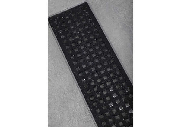 Load image into Gallery viewer, 24&quot; Shower Drain with Square Matte Black Grate