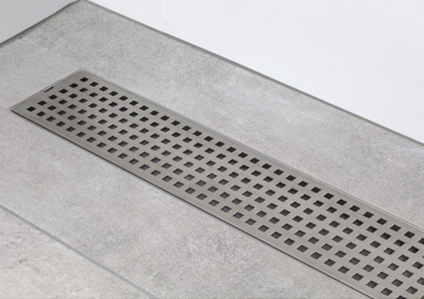 Load image into Gallery viewer, 24&quot; Shower Drain with Square Stainless Steel Grate