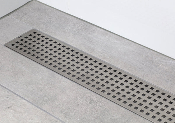 Load image into Gallery viewer, 32&quot; Shower Drain with Square Stainless Steel Grate