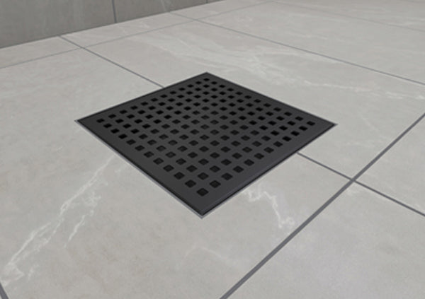Load image into Gallery viewer, 6x6 Shower Drain with Square Matte Black Grate