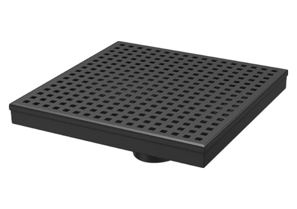 Load image into Gallery viewer, 8x8 Shower Drain with Square Matte Black Grate