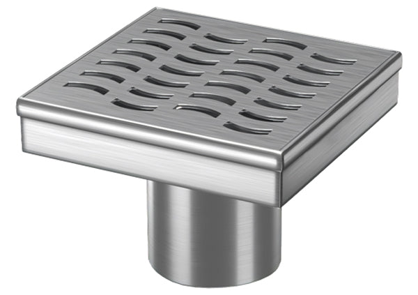 Load image into Gallery viewer, 4x4 Shower Drain with Wave Stainless Steel Grate