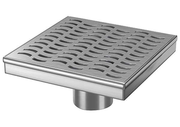 Load image into Gallery viewer, 6x6 Shower Drain with Wave Stainless Steel Grate