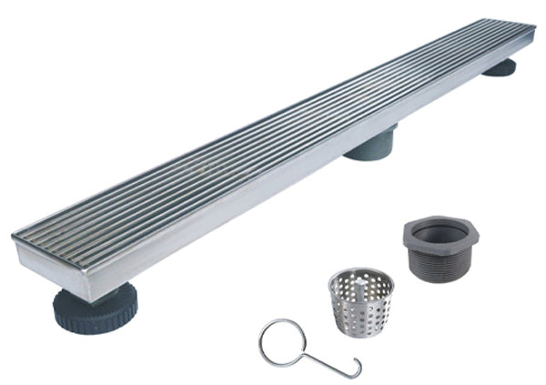 Load image into Gallery viewer, 24&quot; Shower Drain with Linear Stainless Steel Grate