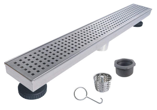 Load image into Gallery viewer, 32&quot; Shower Drain with Square Stainless Steel Grate