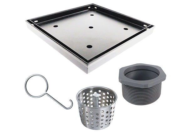 Load image into Gallery viewer, 6x6 Shower Drain with Tile Insert Stainless Steel Grate